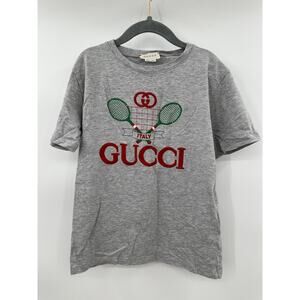 Gucci Children's Tshirt Grey Gucci Tennis Embroidered Unisex Size 6
